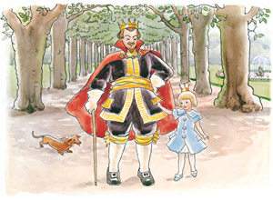 おうじょさまのぼうけん 挿絵1 (セサレット王女と散歩する王様） [エルサ・ベスコフ, おうじょさまのぼうけんより]のサムネイル画像