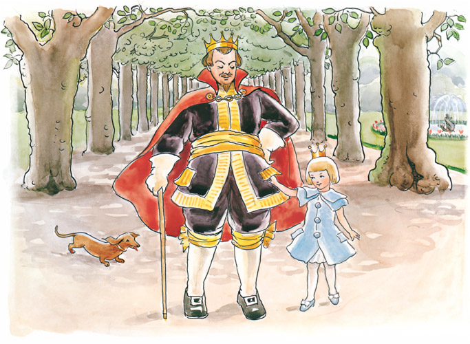 挿絵1 （セサレット王女と散歩する王様） [エルサ・ベスコフ, おうじょさまのぼうけんより] パブリックドメイン画像 