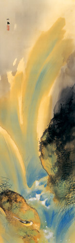 瀑布 [竹内栖鳳, 1932年頃, 竹内栖鳳展 近代日本画の巨人より] パブリックドメイン画像 