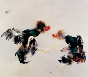 蹴合 [竹内栖鳳, 1926年, 竹内栖鳳展 近代日本画の巨人より]のサムネイル画像