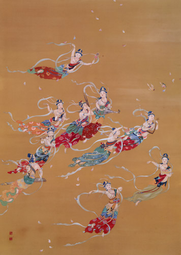 散華 [竹内栖鳳, 1910年, 竹内栖鳳展 近代日本画の巨人より] パブリックドメイン画像 