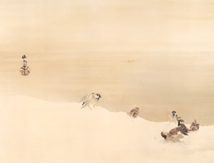 雪中噪雀図 [竹内栖鳳, 1900年頃, 竹内栖鳳展 近代日本画の巨人より]のサムネイル画像