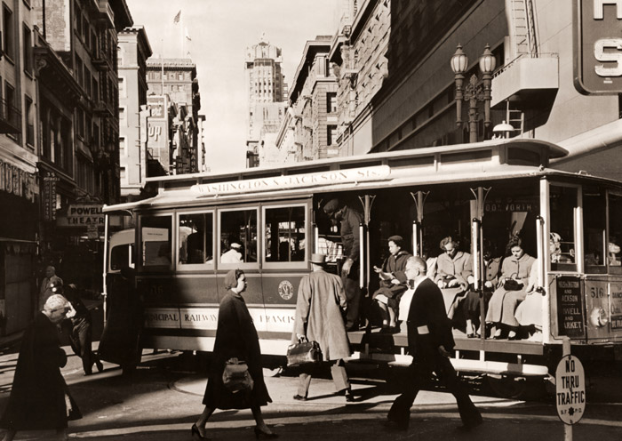サンフランシスコの電車 [小林芳作, アサヒカメラ 1955年7月号より] パブリックドメイン画像 