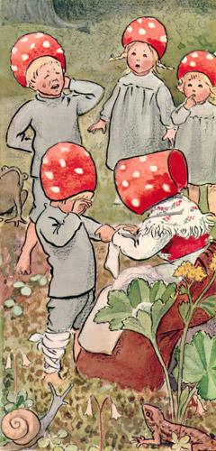 Plate 9 (Spirit Children Bitten by Small Ants) [Elsa Beskow,  from Children of the Forest]