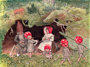 挿絵1 (松の木の根本に住む森の小人たち） [エルサ・ベスコフ, もりのこびとたちより]のサムネイル画像