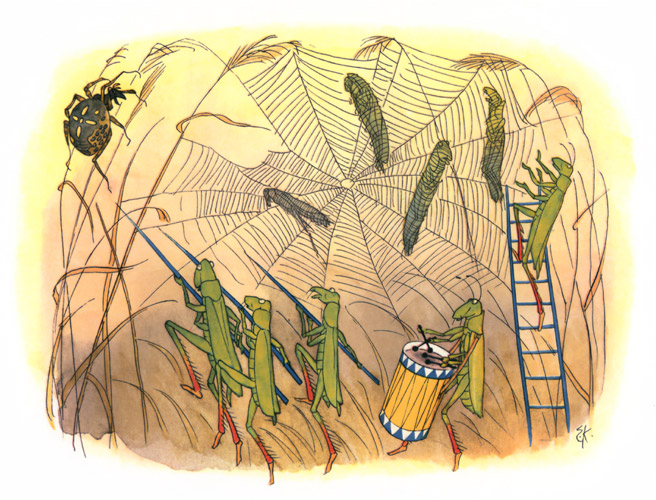 Spider Web [Ernst Kreidolf,  from Grasshopper]