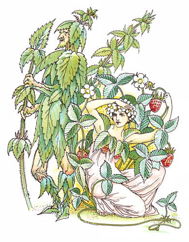 イチゴとイラクサ （ヘンリー五世） [ウォルター・クレイン, シェイクスピアの花園より] パブリックドメイン画像 