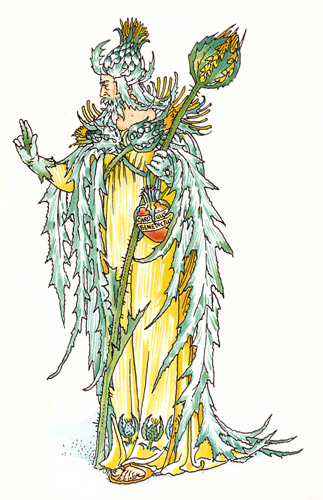Get you some of this distilled Carduus Benedictus, and lay it to your heart; – Why Benedictus? You have some moral in this Benedictus Moral! No, by my troth, I have no moral meaning. I meant. plain Holy Thistle (Much Ado About Nothing) [Walter Crane,  from Flowers from Shakespeare’s Garden]