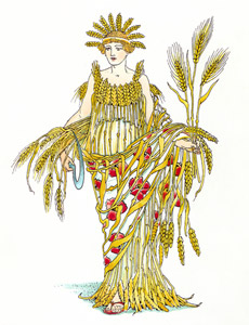 豊穣の女神ケレスの小麦、ライ麦、大麦 （テンペスト） [ウォルター・クレイン, シェイクスピアの花園より]のサムネイル画像
