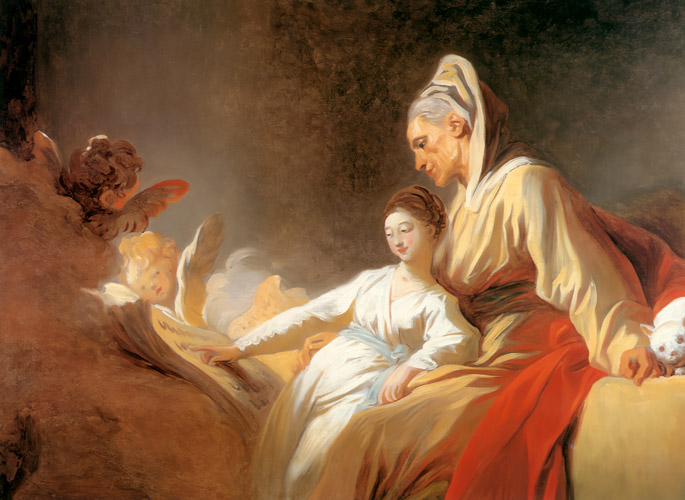 聖母の教育 [ジャン・オノレ・フラゴナール, 1773-1735年, ブーシェ・フラゴナール展より] パブリックドメイン画像 