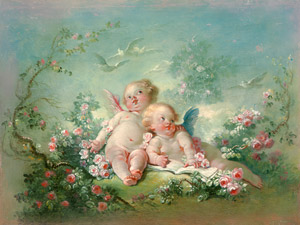 二人のキューピッド（春） [ジャン・オノレ・フラゴナール, 1772年, ブーシェ・フラゴナール展より]のサムネイル画像