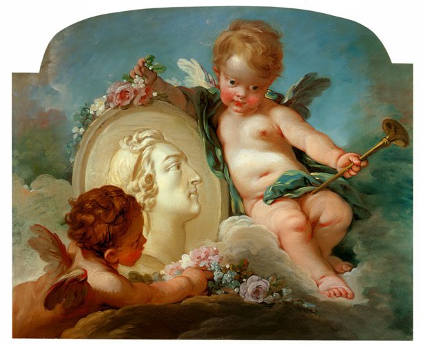 ルイ15世の肖像円形浮彫り [フランソワ・ブーシェ, 1768年, ブーシェ・フラゴナール展より] パブリックドメイン画像 