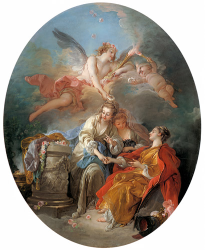 冠を載せられる無垢 [フランソワ・ブーシェ, 1762年, ブーシェ・フラゴナール展より] パブリックドメイン画像 