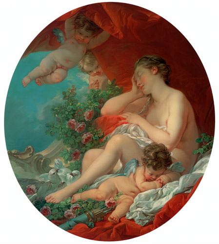 ヴィーナスの眠り [フランソワ・ブーシェ, 1754年, ブーシェ・フラゴナール展より] パブリックドメイン画像 