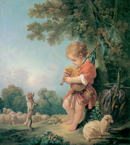風笛を吹く少年 [フランソワ・ブーシェ, 1754年, ブーシェ・フラゴナール展より]のサムネイル画像