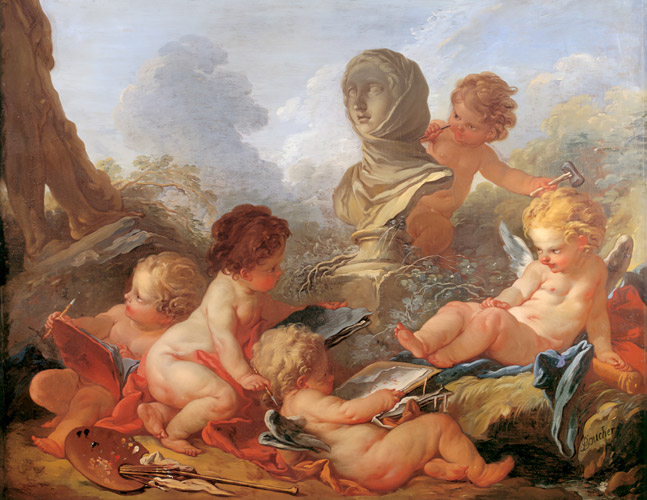 Les génies des Beaux Arts [François Boucher, 1737, from Three Masters of French Rocco]