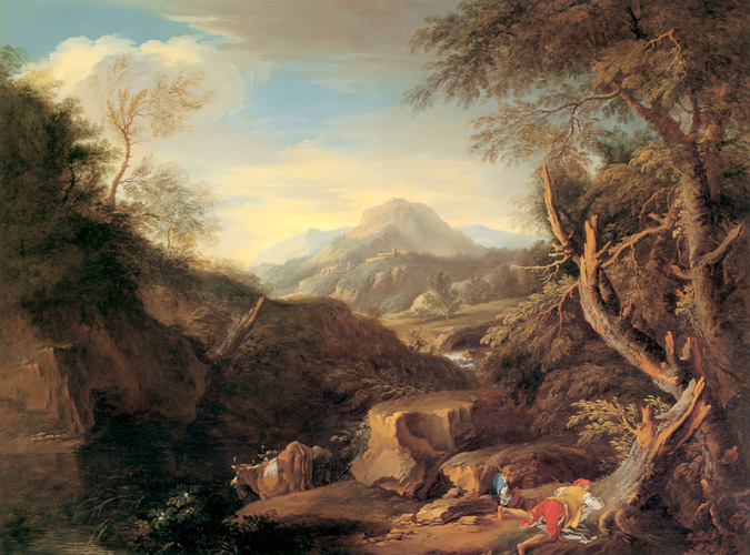 イタリア風景 [フランソワ・ブーシェ, 1731年, ブーシェ・フラゴナール展より] パブリックドメイン画像 