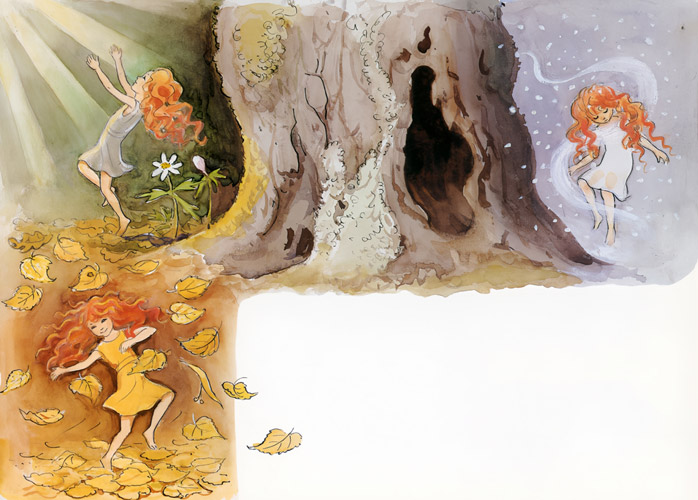 挿絵1 (森の洞穴に住むダンス好きの妖精） [エルサ・ベスコフ, おひさまのたまごより] パブリックドメイン画像 
