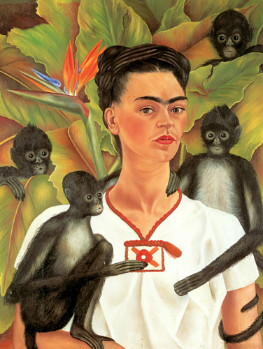猿をつれた自画像 [フリーダ・カーロ, 1943年, フリーダ・カーロとその時代より] パブリックドメイン画像 