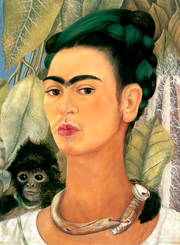 猿をつれた自画像 [フリーダ・カーロ, 1938年, フリーダ・カーロとその時代より] パブリックドメイン画像 