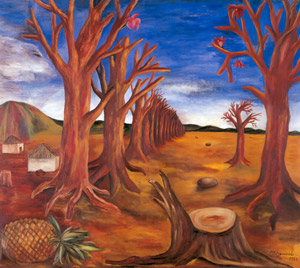 パイナップルのある風景（壁画「地上風景のパイナップル」の部分） [マリア・イスキエルド, 1953年, フリーダ・カーロとその時代より]のサムネイル画像