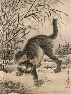 蛙を捕まえる猫図 [河鍋暁斎, 1888年, 画鬼・暁斎より]のサムネイル画像