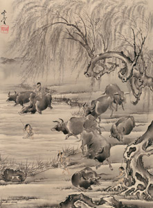 牛と牧童図 [河鍋暁斎, 1888年, 画鬼・暁斎より]のサムネイル画像