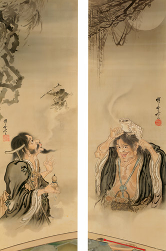 The Immortal Gama-Sennin, The Immortal Tekkai-Sennin [Kyōsai Kawanabe, 1886, from Kyosai: master painter and his student Josiah Coder]
