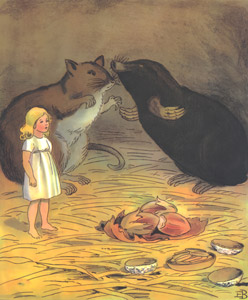 Plate 9 (Neighborhood Mole Came ｔo a Field Mouse’s House.) [Elsa Beskow,  from Thumbelina] Thumbnail Images