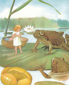 Plate 4 (A Mother Toad Introducing her Son to Thumbelina) [Elsa Beskow,  from Thumbelina] Thumbnail Images