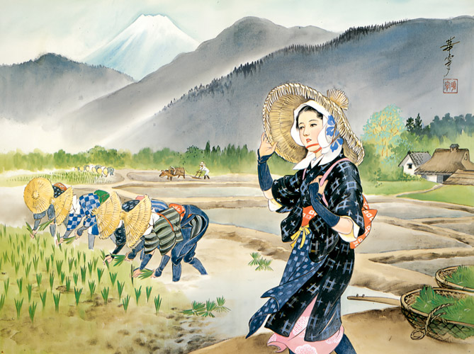 Beautiful Women in June [Kashō Takabatake, 1938, from Catalogue of Takabatake Kashō Taisho Roman Museum]