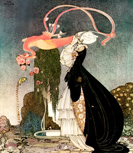ロザニー姫と浮気な王子様 1（薔薇の姿に変えられて鳥にさらわれてしまうロザニー姫） [カイ・ニールセン, Kay Nielsenより]のサムネイル画像