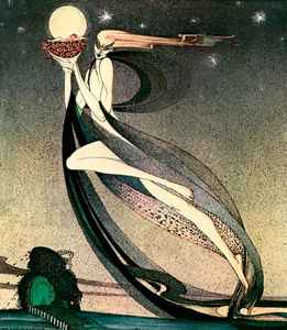 フェリシアまたは撫子の鉢 3（薔薇のゆりかごにのせた妖精の息子を運ぶ西風） [カイ・ニールセン, Kay Nielsenより]のサムネイル画像