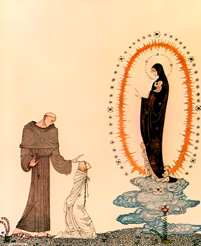 “Here are your children; now you shall have them again. I am the Virgin Mary.” (The Lassie and Her Godmother) [Kay Nielsen,  from Kay Nielsen (Peacock Press)]