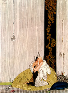 青い帯（白熊の毛皮を脱いでアラビアの王女と再会する少年） [カイ・ニールセン, Kay Nielsenより]のサムネイル画像