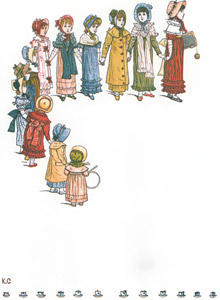 The twelve Miss Pelicoes  Were twelve sweet little girls [Kate Greenaway,  from Under the Window] Thumbnail Images