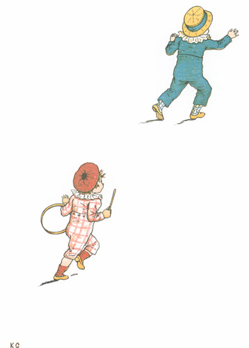 What is Tommy running for, Running for, running for? [Kate Greenaway,  from Under the Window]