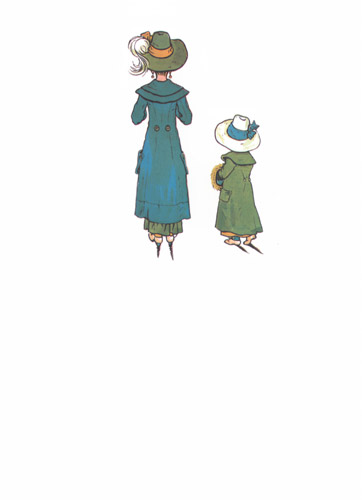 As I stepped out to hear the news, I met a lass in socks and shoes [Kate Greenaway,  from Under the Window]