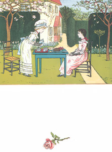 お茶目な小間使いのフィリスちゃんは ベリンダさんをお茶にまねきました [ケイト・グリーナウェイ, 窓の下でより]のサムネイル画像
