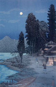 The Shores of Lake Chūzenji: The Moon and Flowers in Snow, Nikkō Showplaces [Takahashi Shōtei, 1929-1932, from Shotei Takahashi: His Life and Works] Thumbnail Images