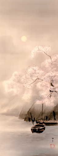 無題（朧月夜の桜） [高橋松亭, 1921年, 近代の浮世絵師・高橋松亭の世界より] パブリックドメイン画像 