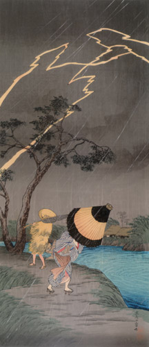 立石の雷雨 [高橋松亭, 1924-1927年, 近代の浮世絵師・高橋松亭の世界より] パブリックドメイン画像 