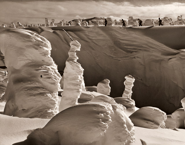 大きい樹氷とちいさい樹氷 [三木慶介, アサヒカメラ 1956年9月号より] パブリックドメイン画像 