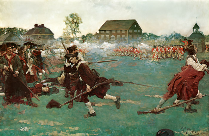 レキシントン・コンコードの戦い [ハワード・パイル, 1893年, HOWARD PYLEより] パブリックドメイン画像 