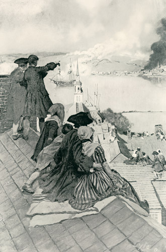 尖塔から見る戦い [ハワード・パイル, 1898年, HOWARD PYLEより] パブリックドメイン画像 