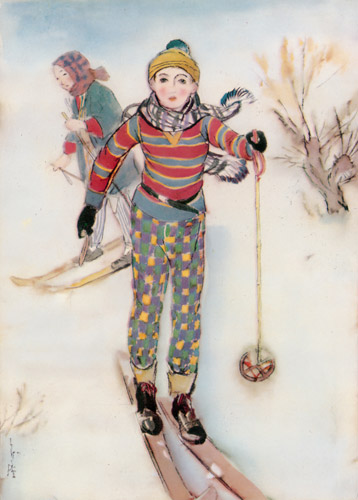 スキー [須藤しげる, 1932年, 須藤しげる抒情画集より] パブリックドメイン画像 