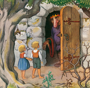 挿絵5 (トロルの王様に羊飼いの役を申し出るカイとカイサ） [エルサ・ベスコフ, カイとカイサのぼうけんより]のサムネイル画像