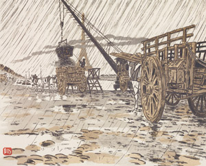パッシー河岸より、雨 [アンリ・リヴィエール, エッフェル塔三十六景より]のサムネイル画像