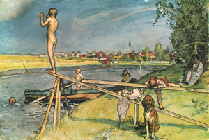 水浴びに最適な場所 [カール・ラーション, 1895年, わたしの家より]のサムネイル画像