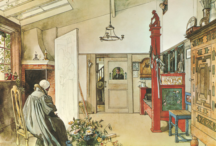 アトリエ [カール・ラーション, 1895年, わたしの家より] パブリックドメイン画像 